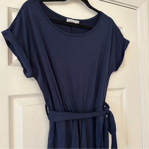 Faux Wrap Dress - Navy